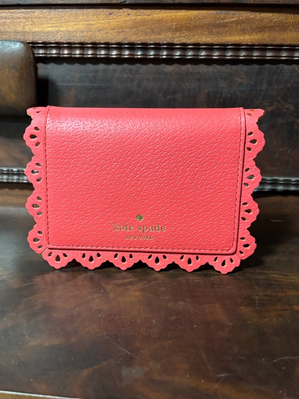 kate spade Coral Scalloped Leather Card Holder